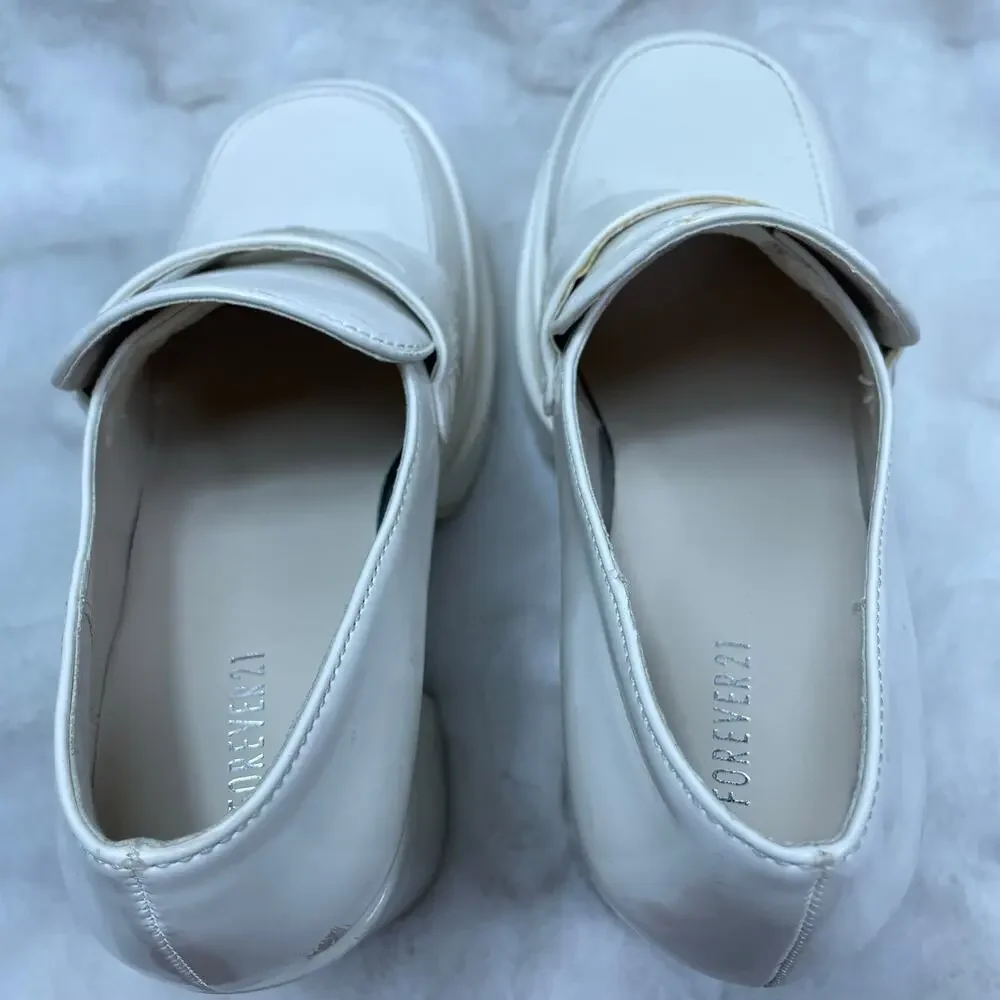 🔥Forever 21 Chunky White Platforms Emo Lolita Preppy Academia Y2K Size 5.5